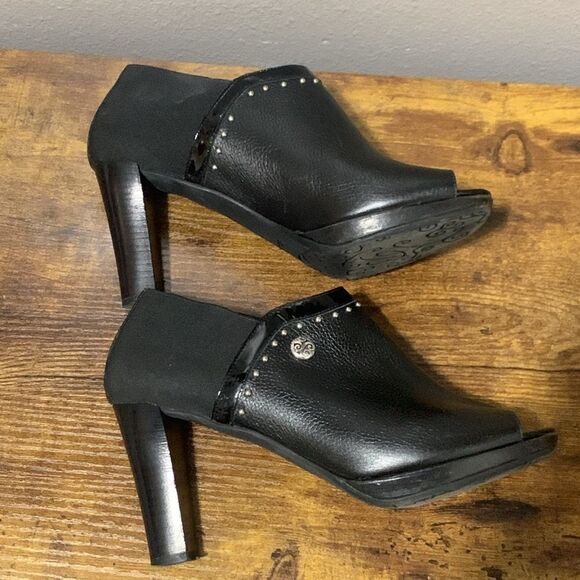 Brighton Vixon Chunky Black Slip On Heels Size 8 - Picture 4 of 8